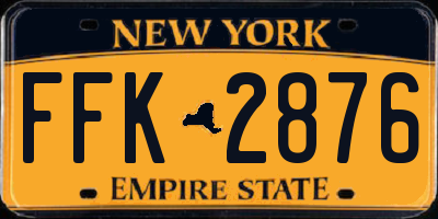 NY license plate FFK2876
