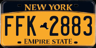 NY license plate FFK2883