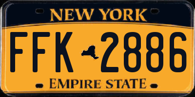 NY license plate FFK2886
