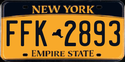 NY license plate FFK2893