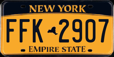 NY license plate FFK2907