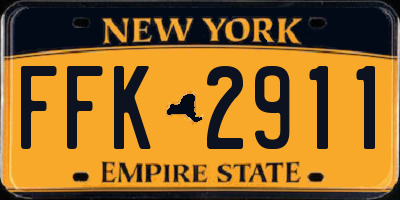 NY license plate FFK2911