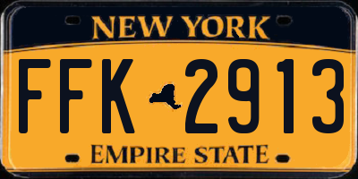 NY license plate FFK2913