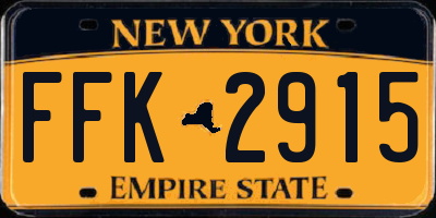 NY license plate FFK2915