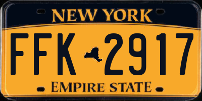 NY license plate FFK2917