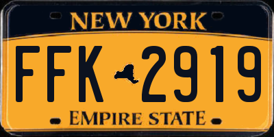 NY license plate FFK2919