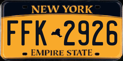 NY license plate FFK2926