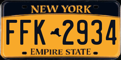 NY license plate FFK2934