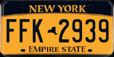 NY license plate FFK2939