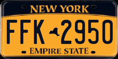 NY license plate FFK2950