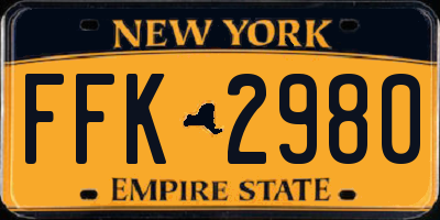 NY license plate FFK2980