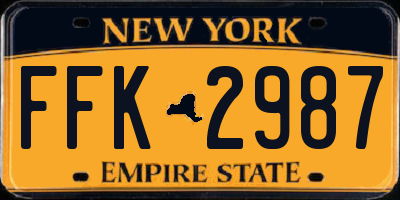 NY license plate FFK2987