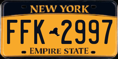 NY license plate FFK2997