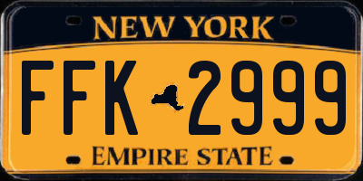 NY license plate FFK2999