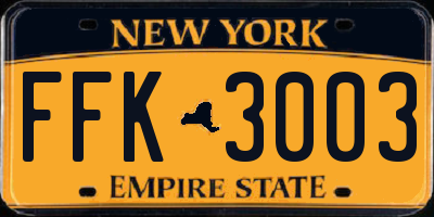 NY license plate FFK3003