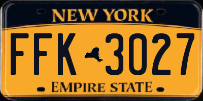 NY license plate FFK3027