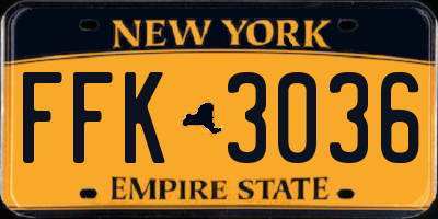NY license plate FFK3036