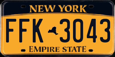 NY license plate FFK3043