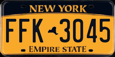 NY license plate FFK3045