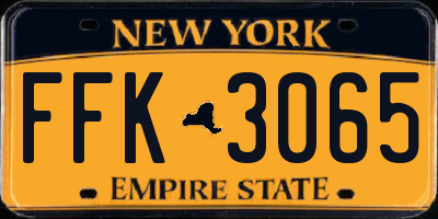 NY license plate FFK3065