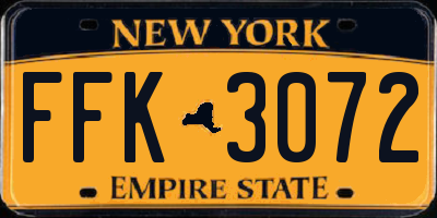NY license plate FFK3072
