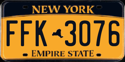 NY license plate FFK3076