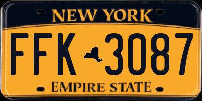 NY license plate FFK3087