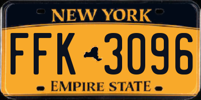 NY license plate FFK3096