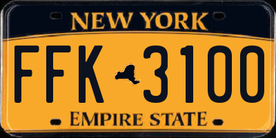 NY license plate FFK3100