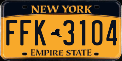NY license plate FFK3104