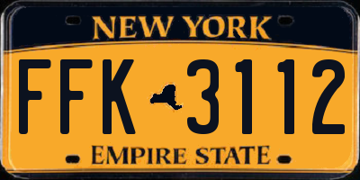 NY license plate FFK3112
