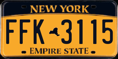 NY license plate FFK3115