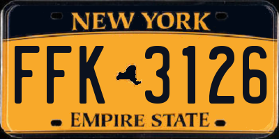 NY license plate FFK3126