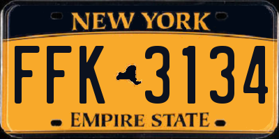 NY license plate FFK3134