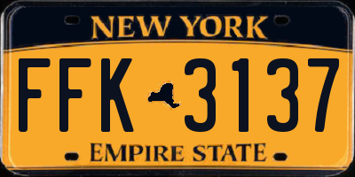 NY license plate FFK3137