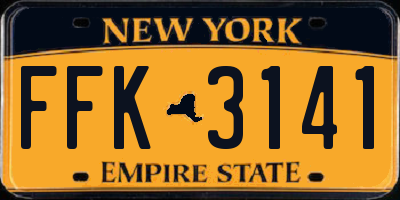 NY license plate FFK3141