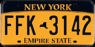 NY license plate FFK3142