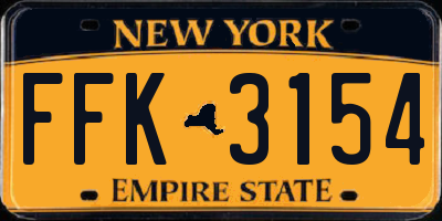NY license plate FFK3154