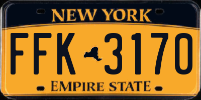 NY license plate FFK3170