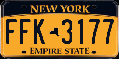 NY license plate FFK3177