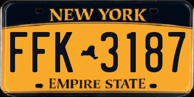 NY license plate FFK3187
