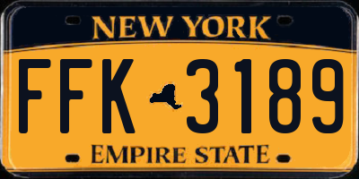 NY license plate FFK3189
