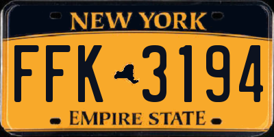 NY license plate FFK3194