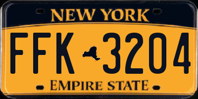 NY license plate FFK3204