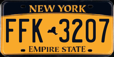 NY license plate FFK3207