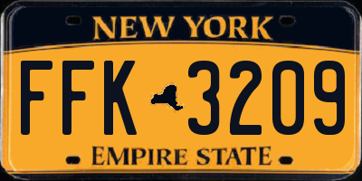 NY license plate FFK3209