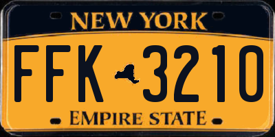 NY license plate FFK3210
