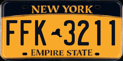 NY license plate FFK3211