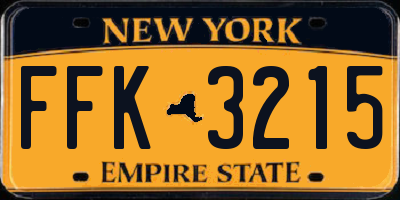 NY license plate FFK3215