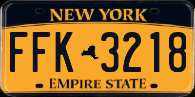 NY license plate FFK3218